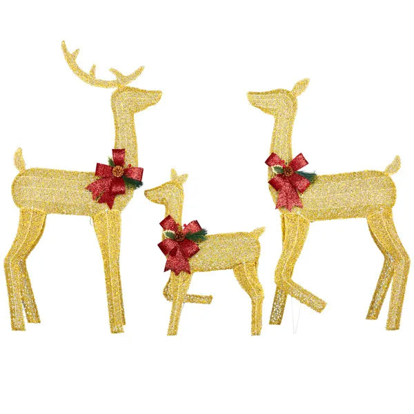 Lighted Christmas Reindeer Family Set - 3-Piece Outdoor Decor