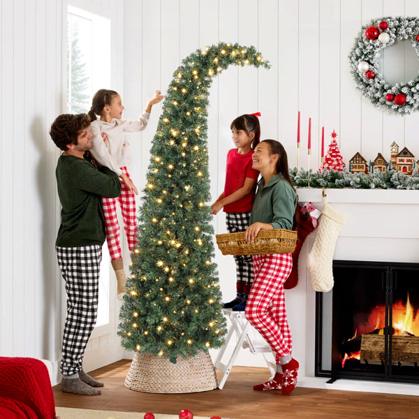 6ft Slim Christmas Tree with 200 LED Lights - Green