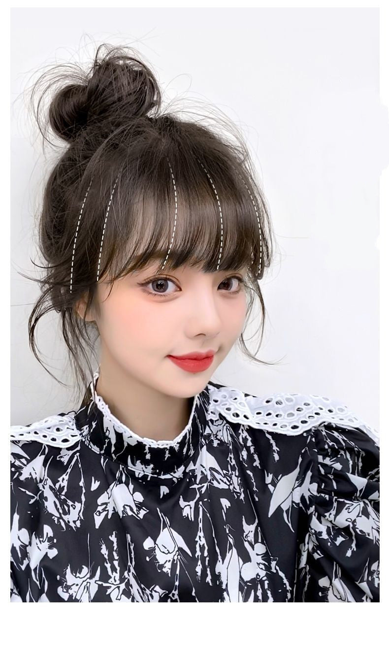 Women's Forehead Replacement with Bangs Biological Scalp Wig