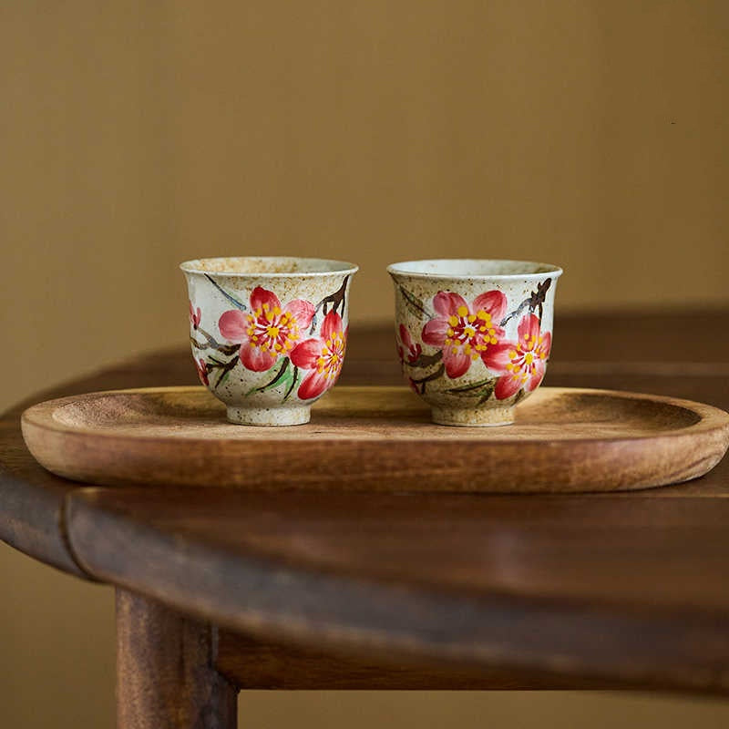 Hand-Painted Peach Blossom Ceramic Jug Set for Home & Garden Décor