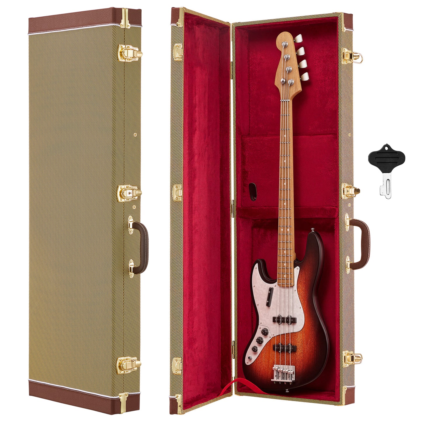 Electric Guitar Hard Case 41.3 Inch Wooden Protective Carrying Case with Lock