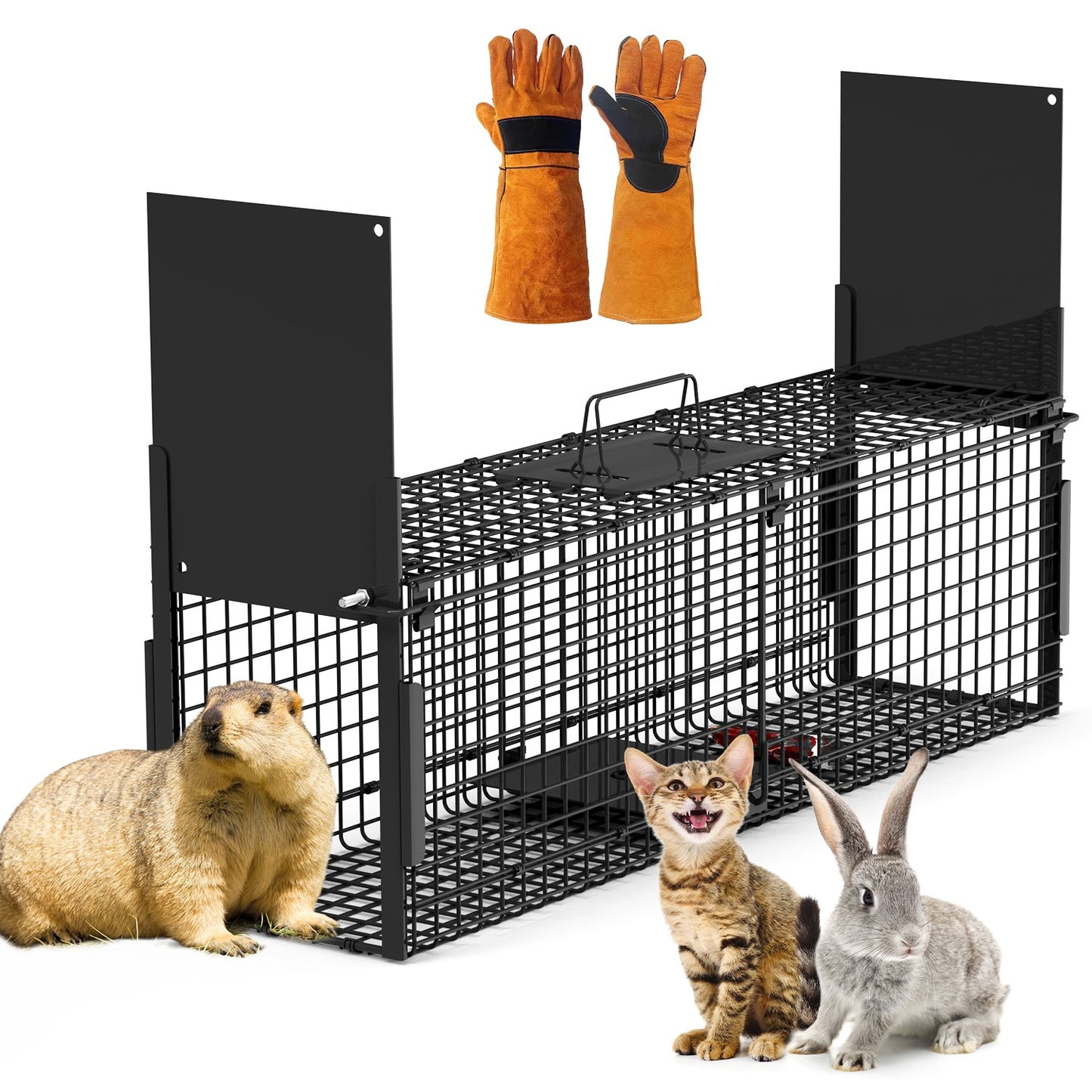 Humane Live Animal Cage Trap - Galvanized Iron, Multiple Sizes
