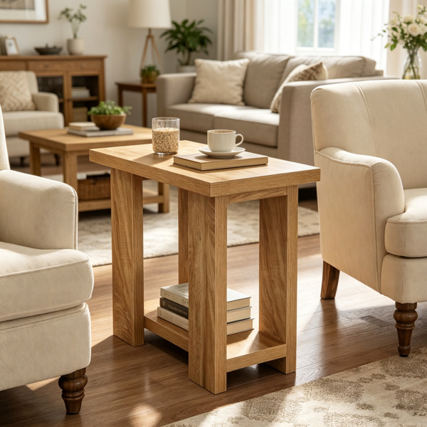 Durable Farmhouse End Table with Ample Storage - 27.56"L