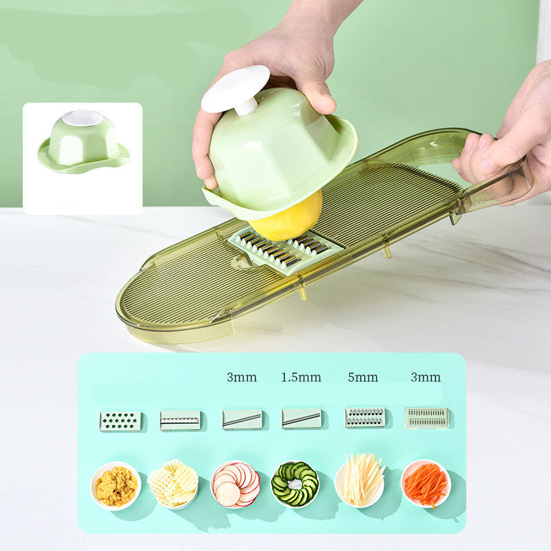 Multifunction Vegetable Cutter with Stainless Steel Blades and Drainage Basket - Food Chopper & Slicer