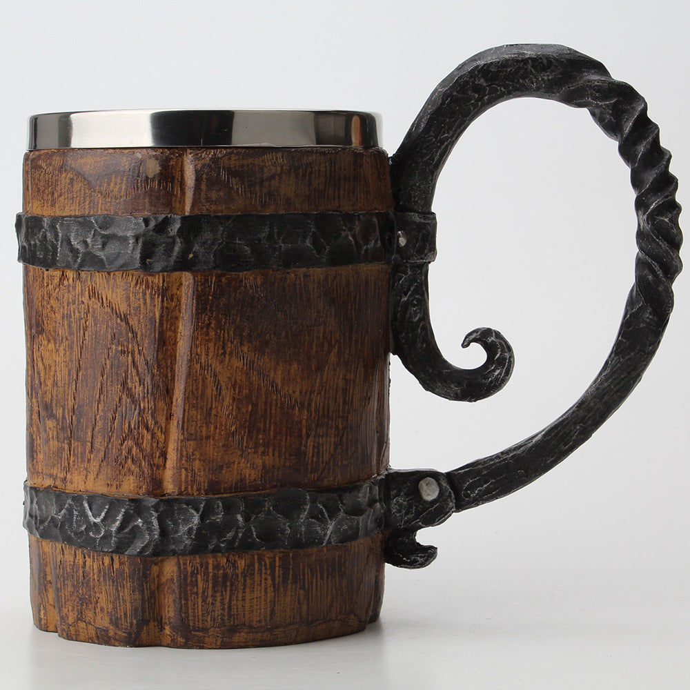 Large Capacity Wooden Beer Stein - Retro 501-600ml Drinkware