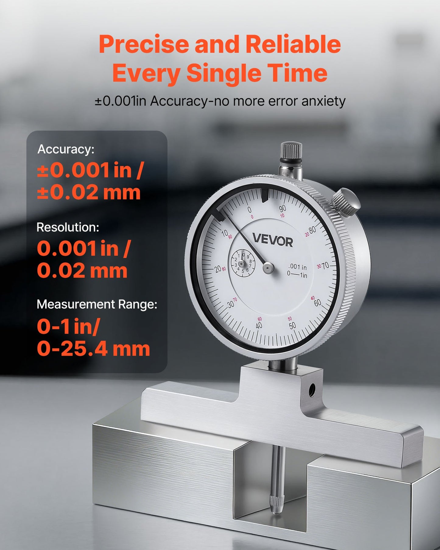 Depth Gauge Micrometer 0-22 Inch Measuring Range, Precision Mechanical Tool