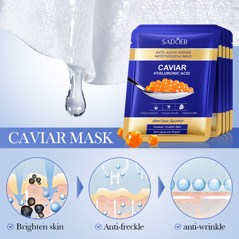 Hydrating Hyaluronic Acid Caviar Face Mask - Moisturizing Anti-Wrinkle Repair 25g
