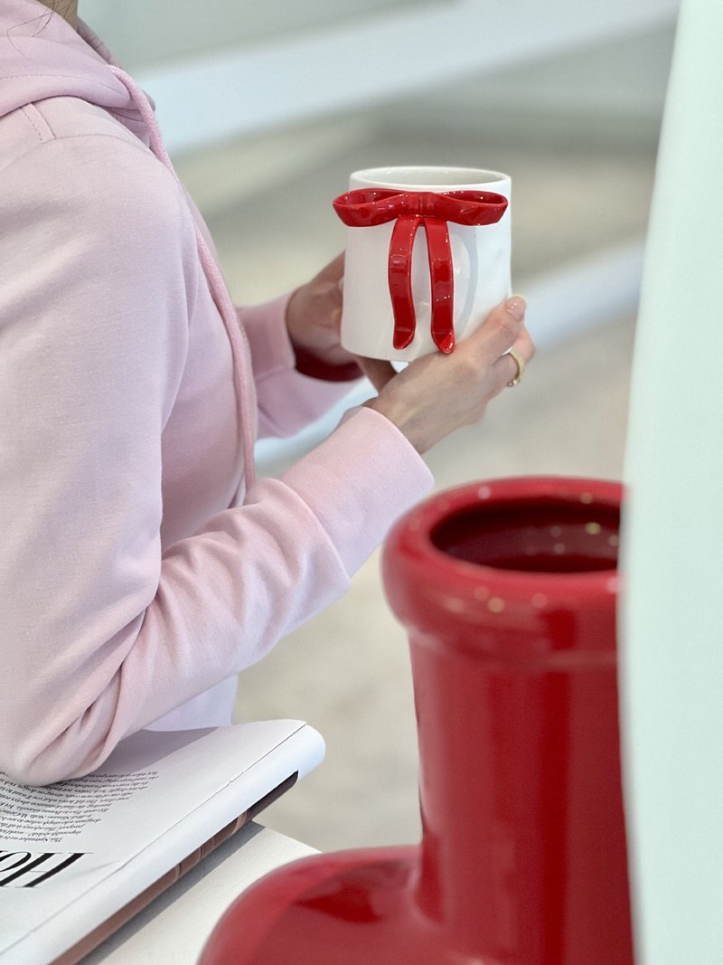 Cute Ceramic Bow Mug 400ml Ins Style Home Kitchen Drinkware