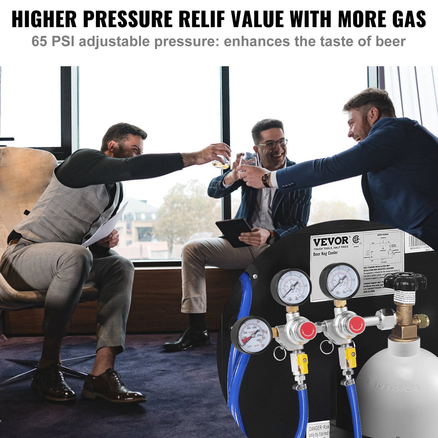 CO2 Regulator Gauge with 0-60 PSI Adjustable Pressure Control