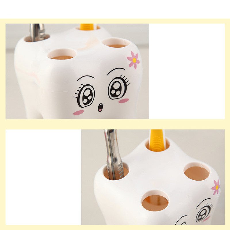 Cute Cartoon Toothbrush Holder for Bathroom Storage - White
