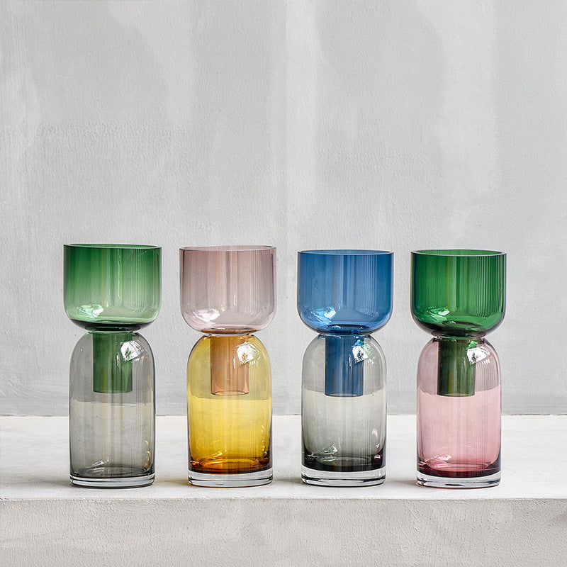 Stained Glass Flower Vase with Funnel Torus Light - Luxury Home Decor