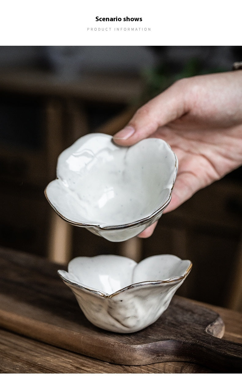 Ceramic Petals Seasoning Dish - White Porcelain Tableware for Kitchen