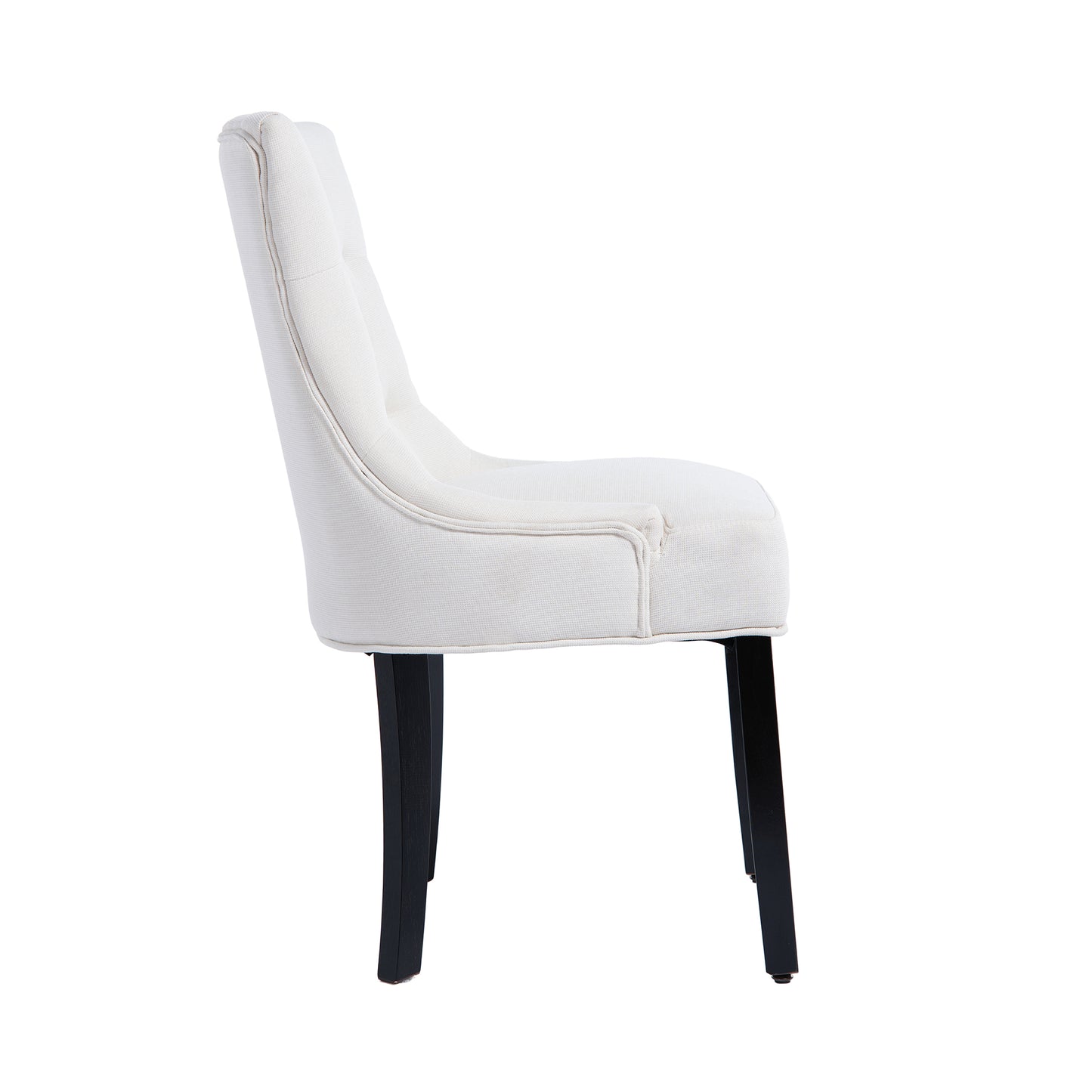 Modern Tufted Dining Chairs - Set of 2 Linen Upholstery Beige