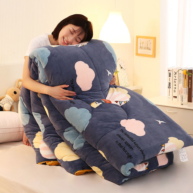 Double-Sided Milk Fleece Quilt for Dormitory - Skin-Friendly & Warm Bedding