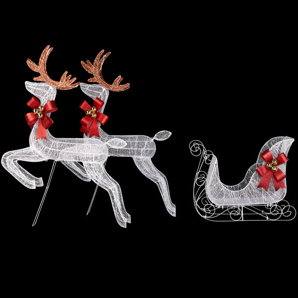 Lighted Reindeer & Sleigh Set - 270 White LEDs Christmas Decoration