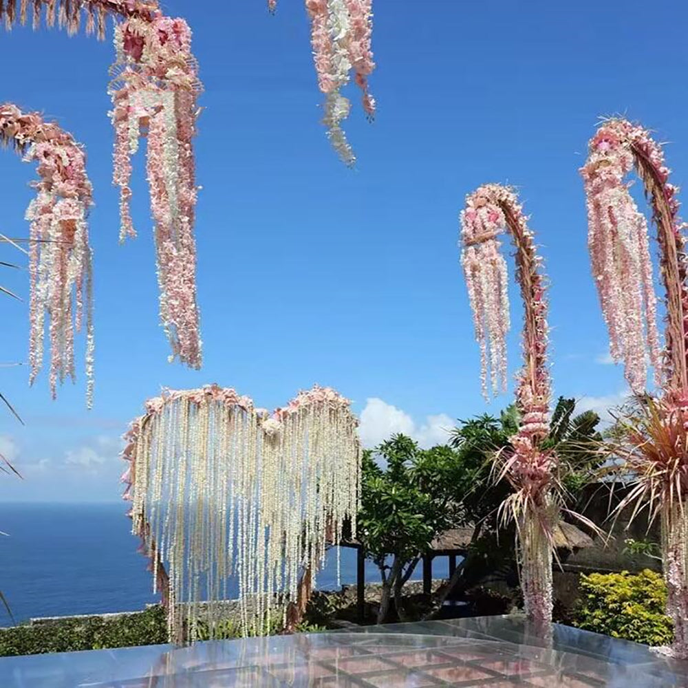 Wisteria String Decor for Wedding & Party, Rattan & Silk Flower Garlands