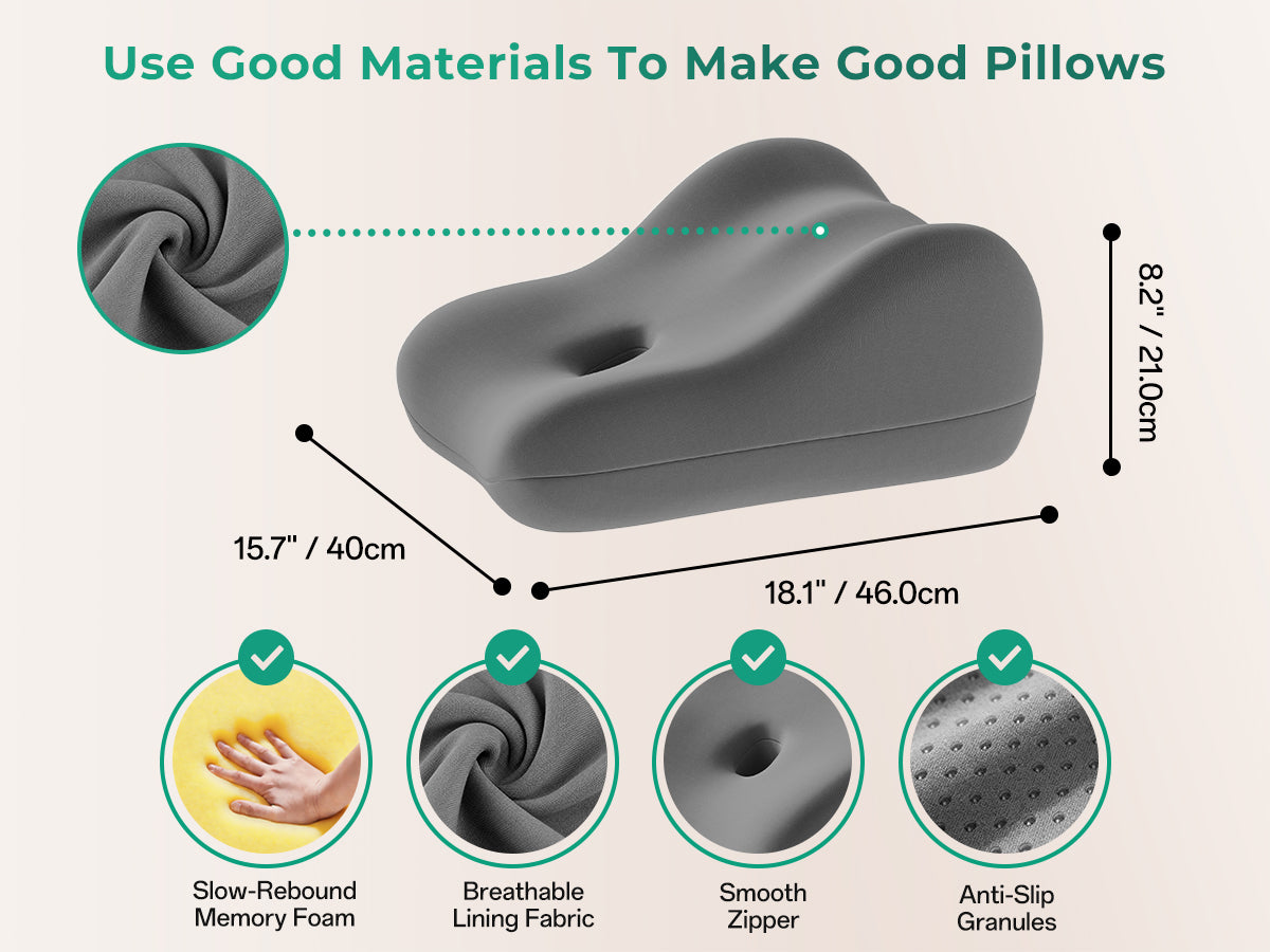 Ergonomic Memory Foam Support Pillow for Couples - Grey