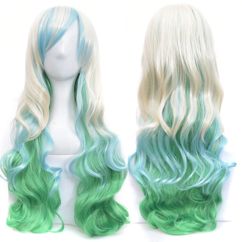 Colorful Synthetic Wig for Dance Parties - Long Curly Cosplay Hair