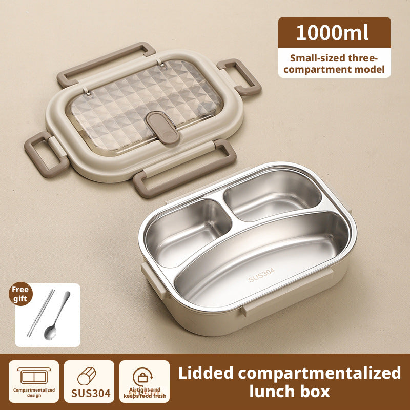 Stainless Steel Lunch Box Set with Four-Grid 1500ml and Soup Bowl