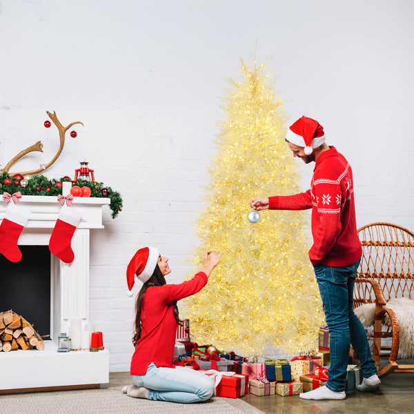 7 FT White Artificial Christmas Tree with 400 Lights & 3 Modes