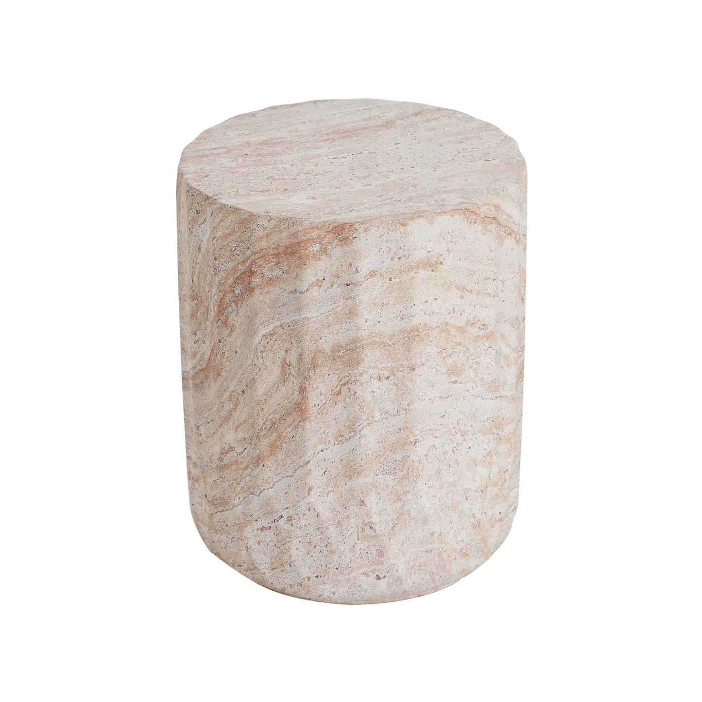 Lightweight Concrete Side Table - Beige Cylinder Accent Table