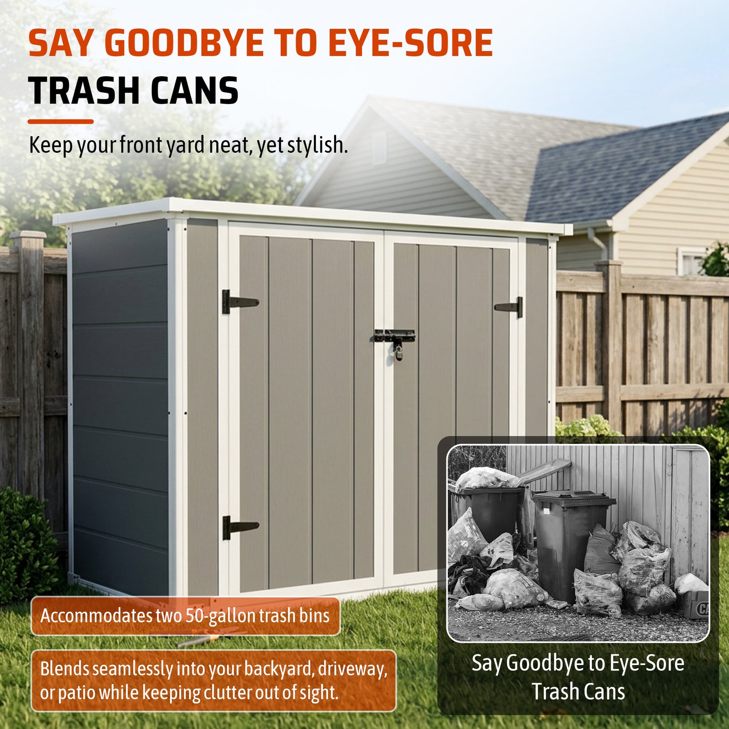 Gray Outdoor Storage Shed with Ramp & Hydraulic Lid - Waterproof