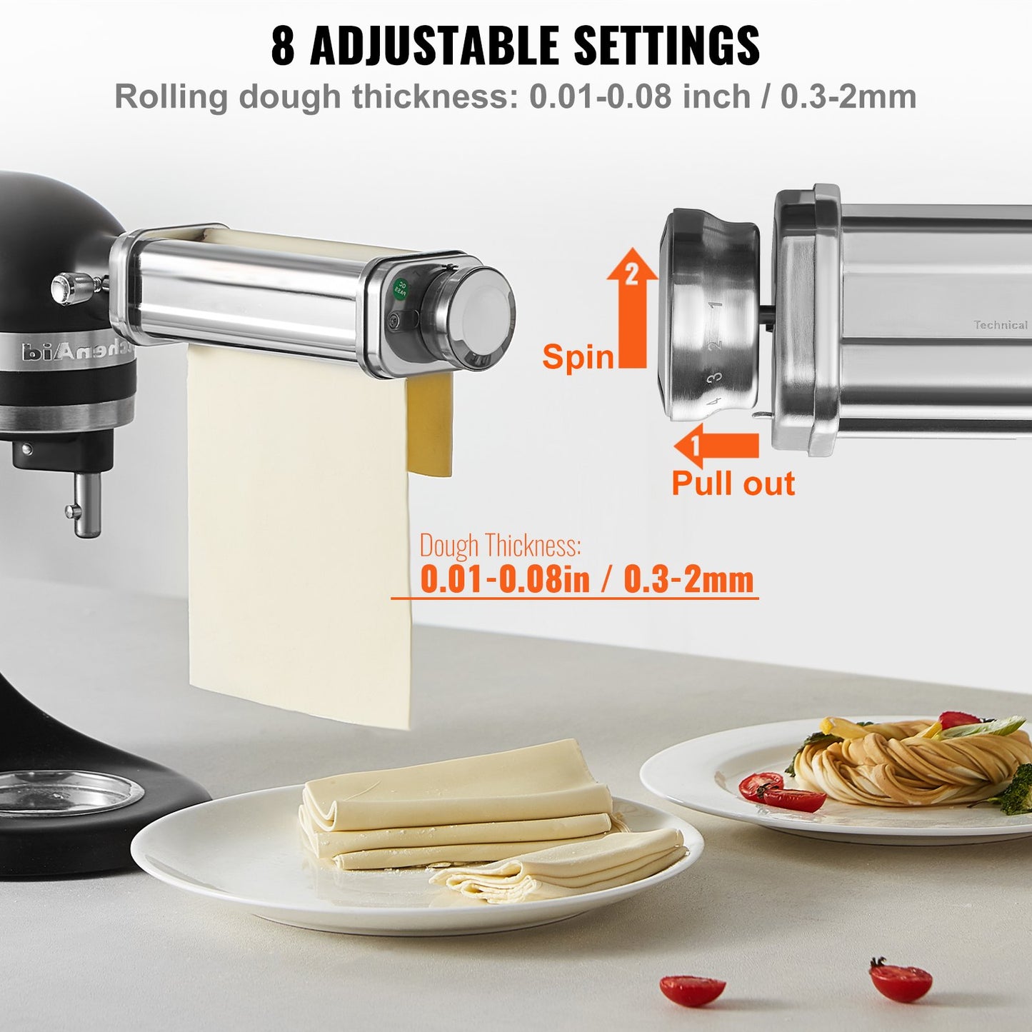 Pasta Roller Cutter Set for KitchenAid Stand Mixer - 3 Pieces