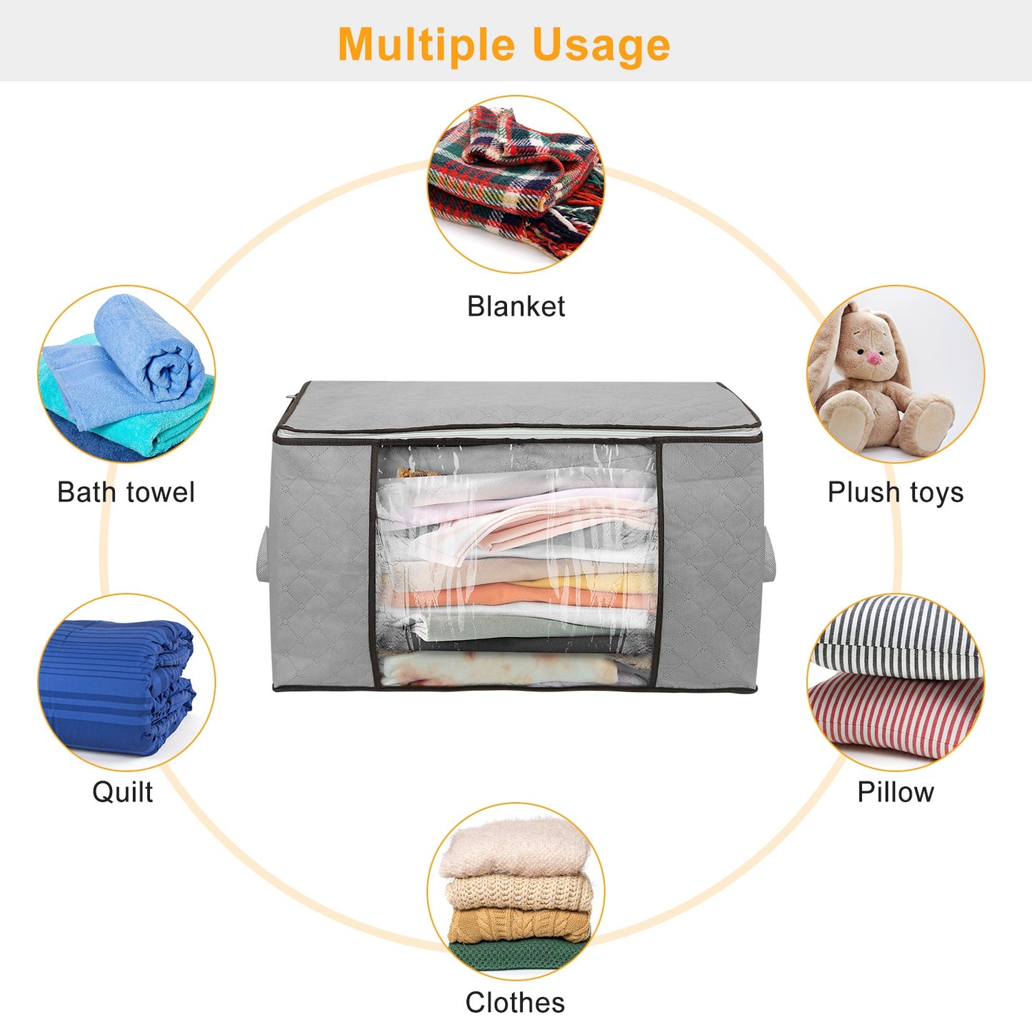 2Pcs Clothes Storage Bag For Moving Season 90L Per With Thick Fabric