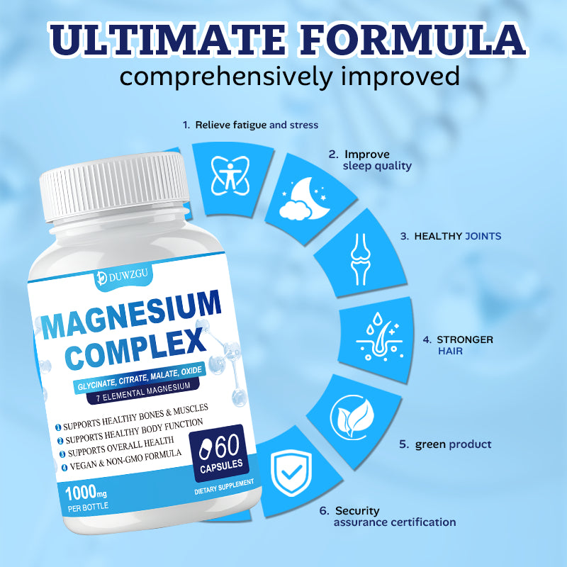 Magnesium Complex Supplement - Glycinate, Citrate & Malate Capsules