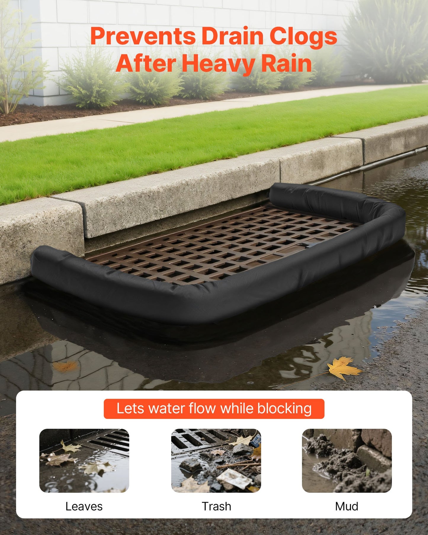 Sediment Filter Sock 4 Pack 5x10 ft Erosion Control Drain Protection Black