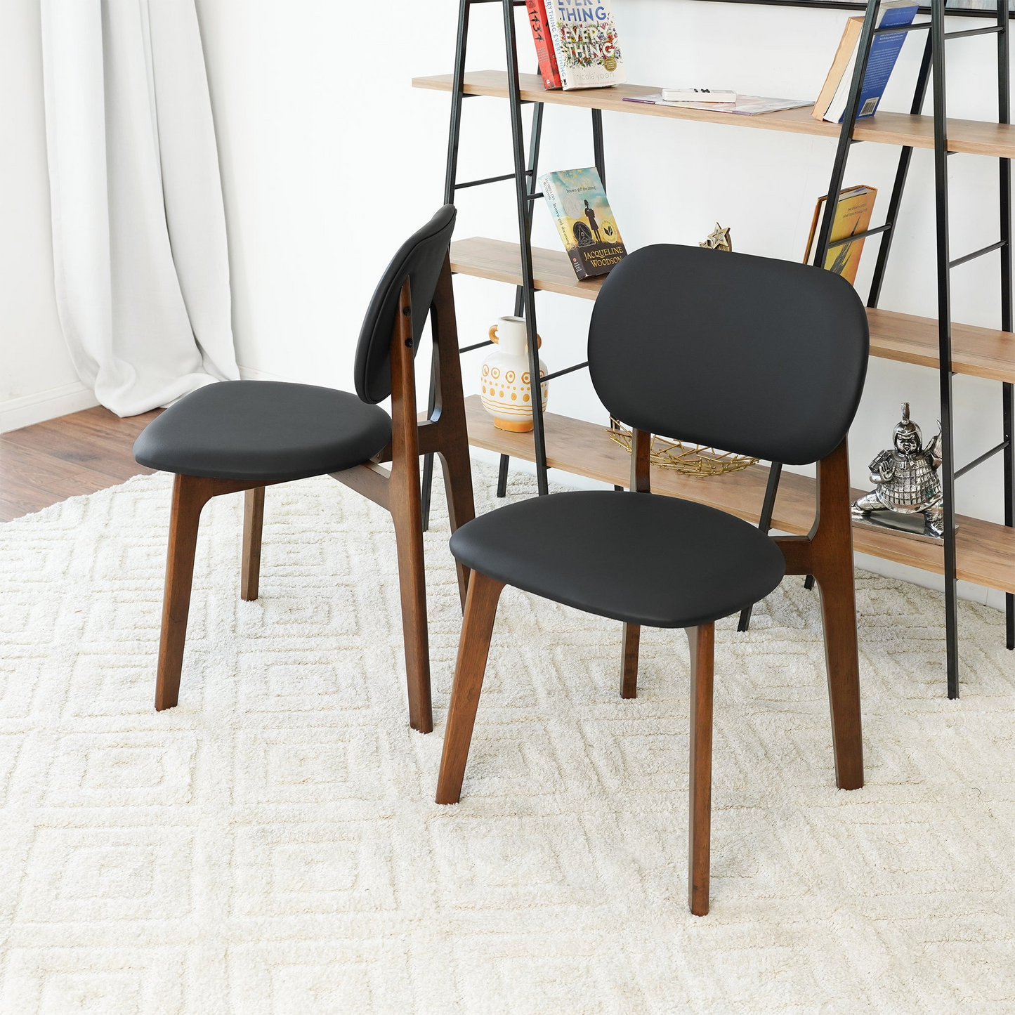 Kelsey Black Leather Dining Chair Set Of 2 18.1 W X 21.1 D 31.7 H