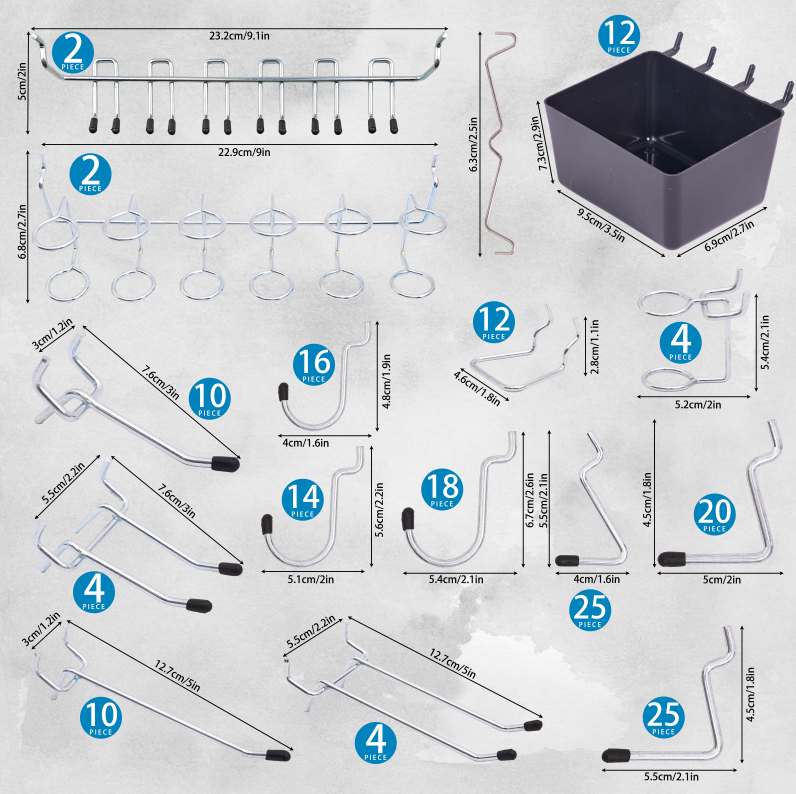 278-Piece Wall-Mounted Pegboard Organizer Kit for Workshops & Garages