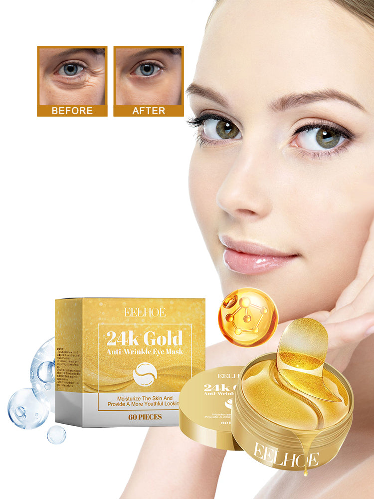 24K Gold Eye Mask Pack - Moisturizing Anti-Aging Eye Care 60pcs