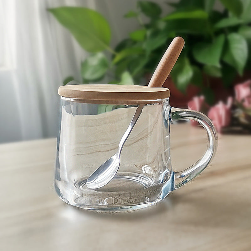 Minimalist Cartoon Glass Water Cup with Straw - Heat-Resistant, 400ML