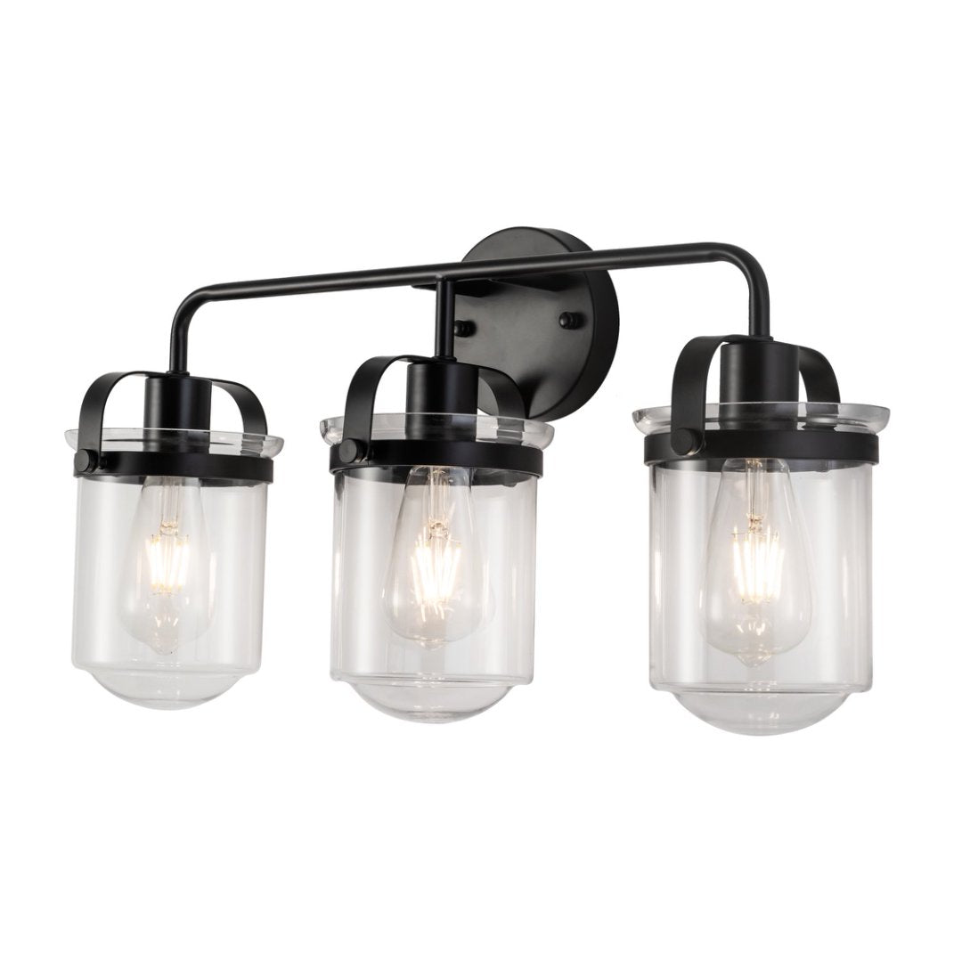 Modern Black Glass Sconce Light Fixture for Bathroom & Living Room - E26 Socket, Indoor Use