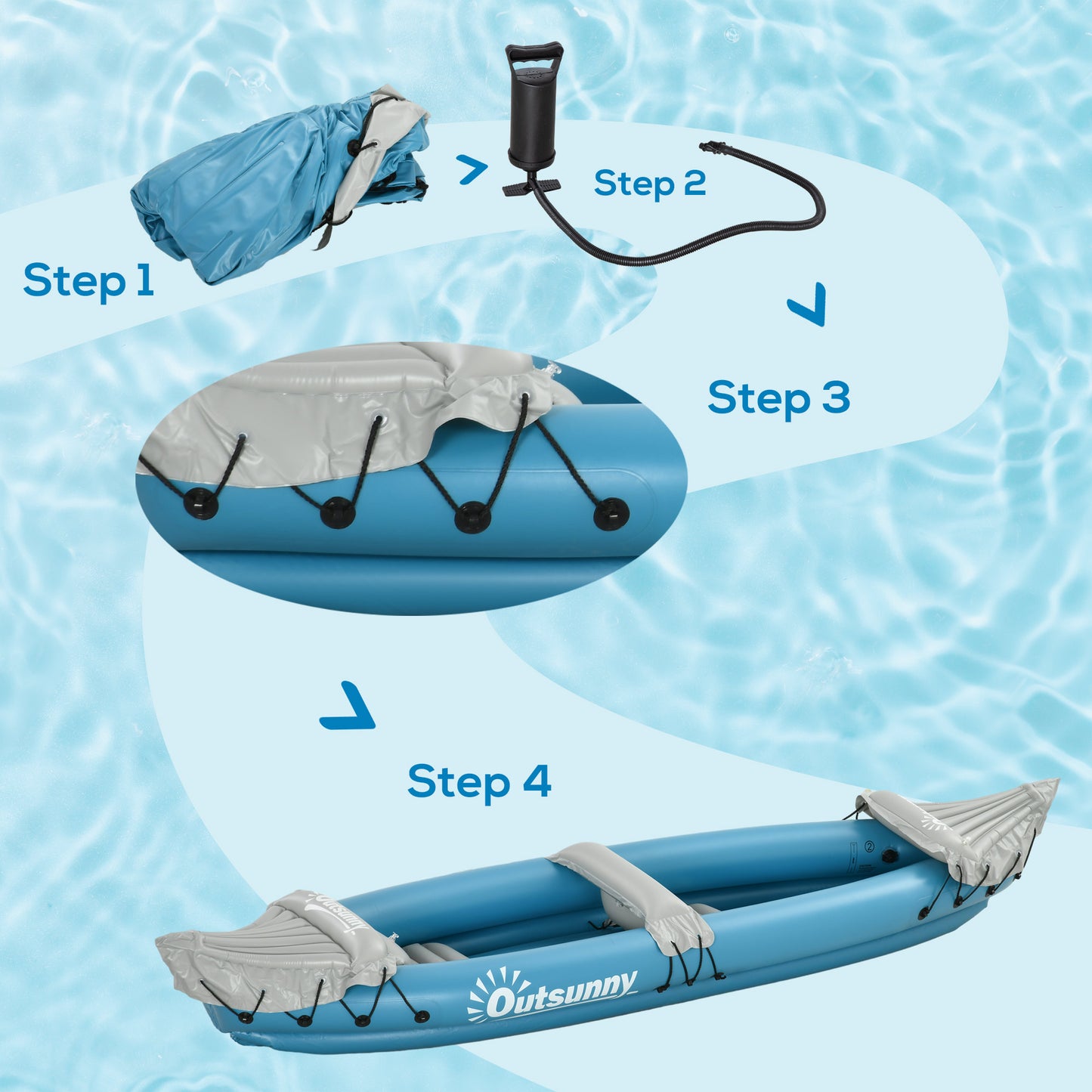 2-Person Inflatable Kayak with Paddles and Repair Kit - Blue