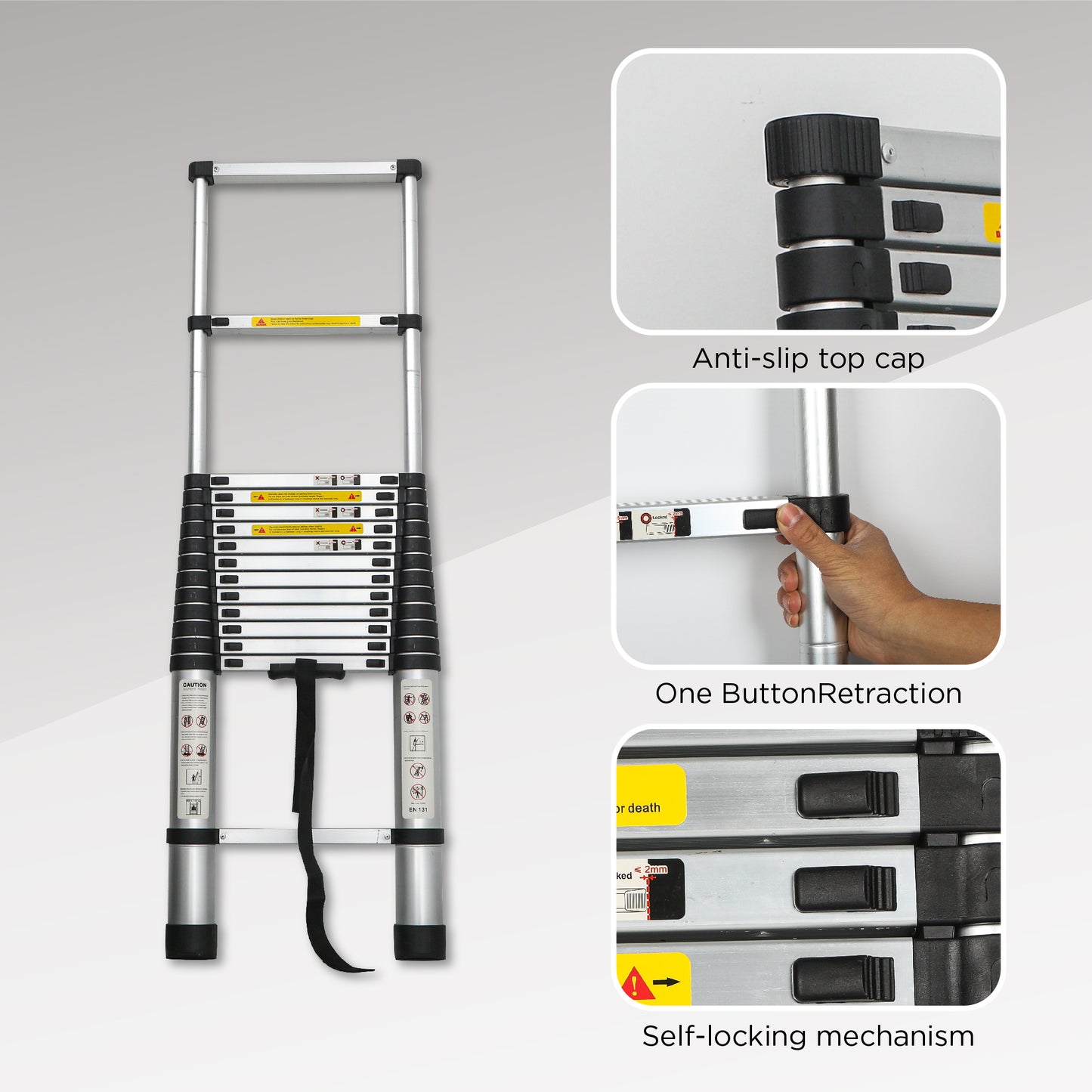 14.5-Inch Aluminum Telescoping Ladder for Outdoor Work - Heavy Duty & Lightweight