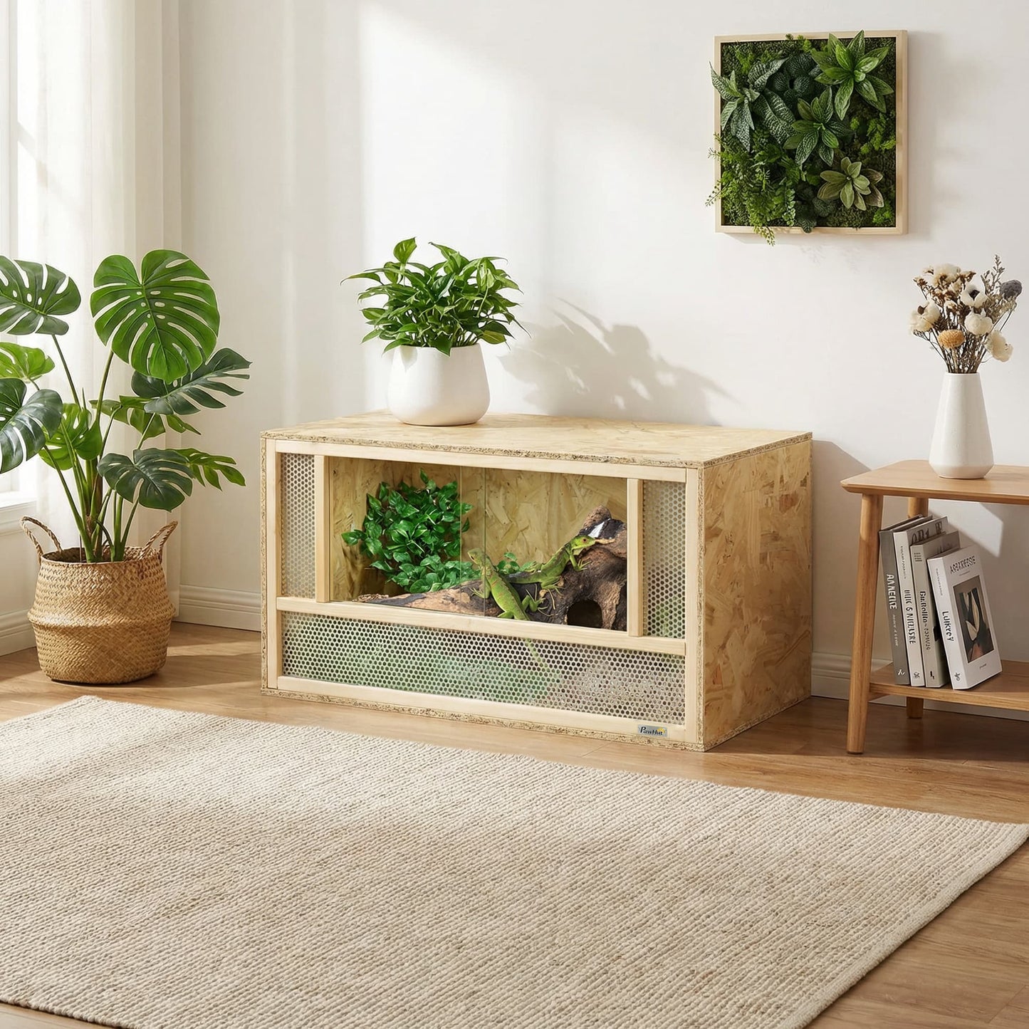 Wooden Reptile Terrarium with Sliding Glass Door for Lizard Snake Frog Turtle 31.5x15.7x15.7 inches
