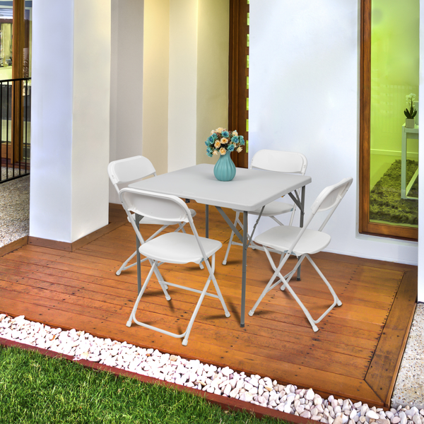 6-Pack White Plastic Folding Chairs - Sturdy & Lightweight