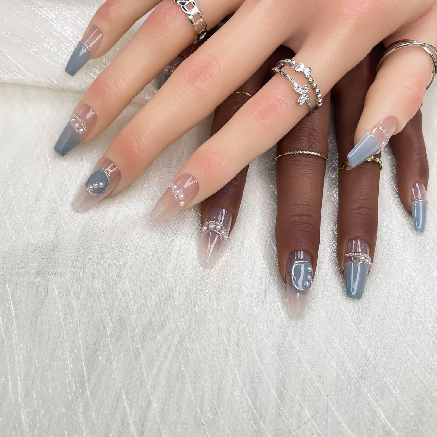 Short Press-On Nails - Handmade Gradient Soft Gel Acrylic Fake Nails (Size M)