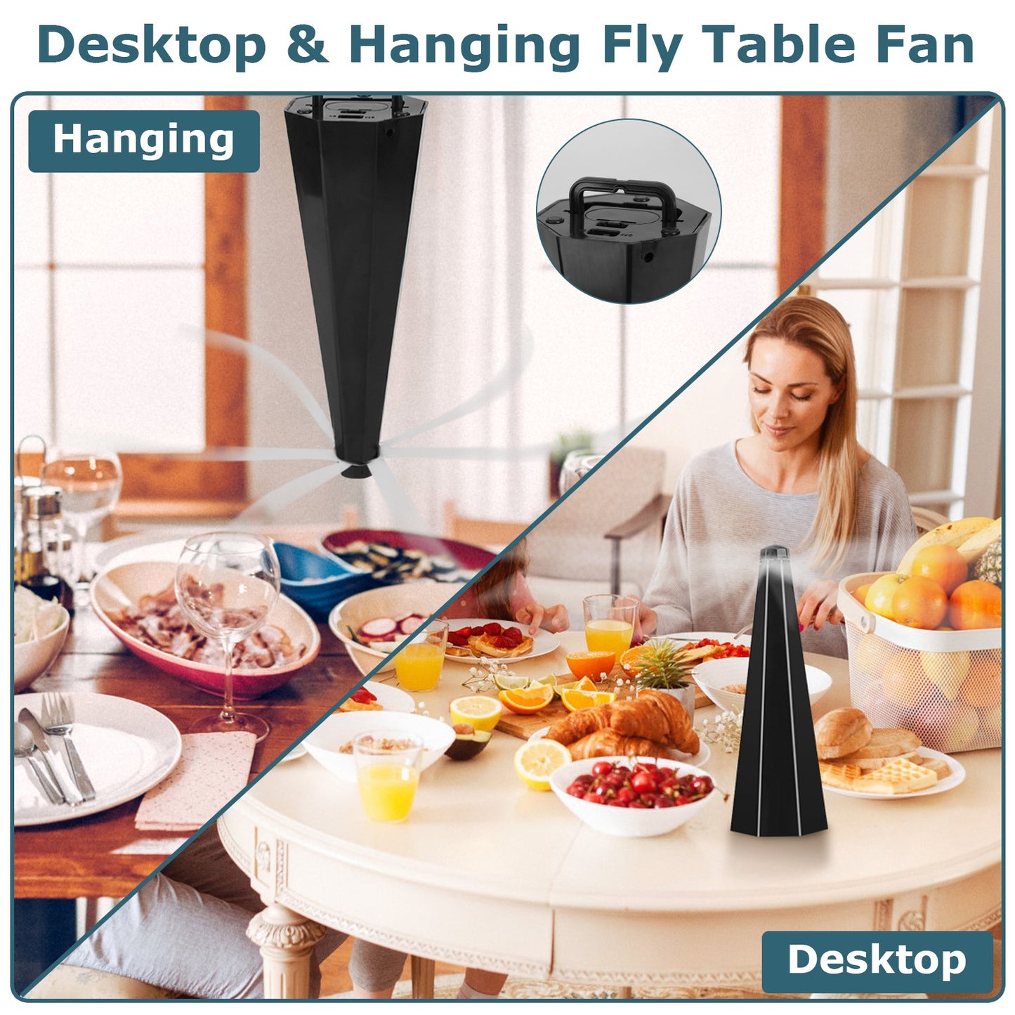 4-Pack Battery & USB Powered Fly Table Fans for BBQ & Camping