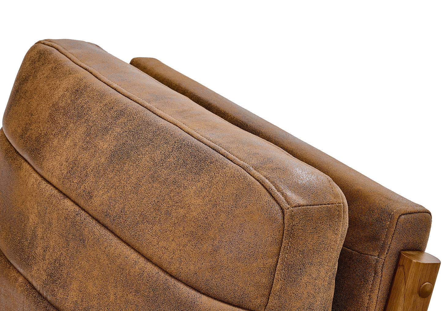 Mid-Century Modern Wood Armchair with Foil Fabric - Light Brown