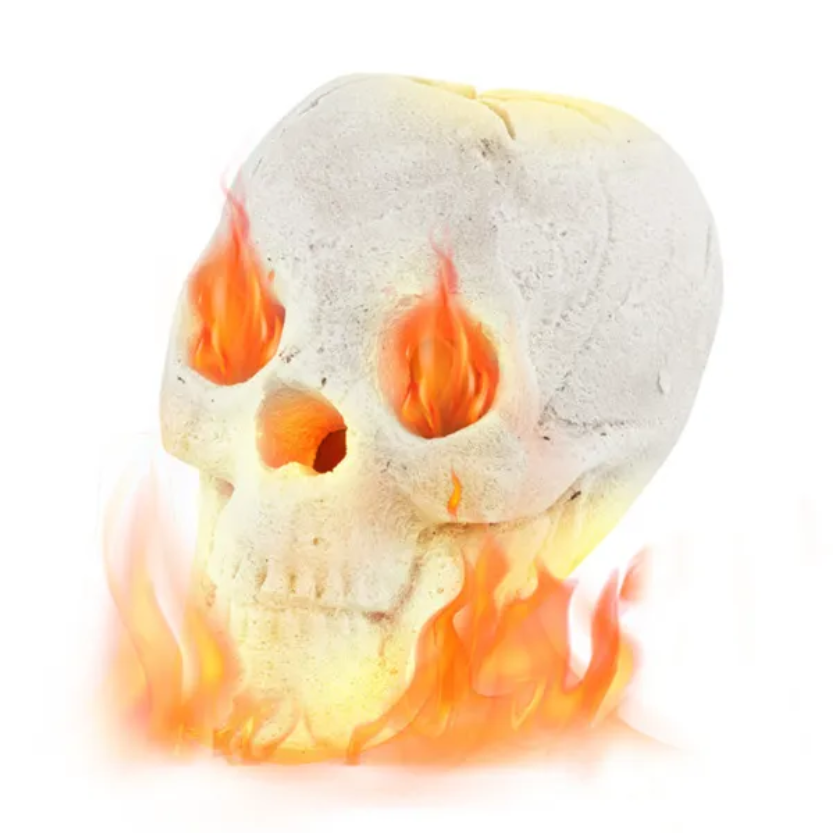 Realistic Human Skull Fire Pit Decoration - Halloween Decor