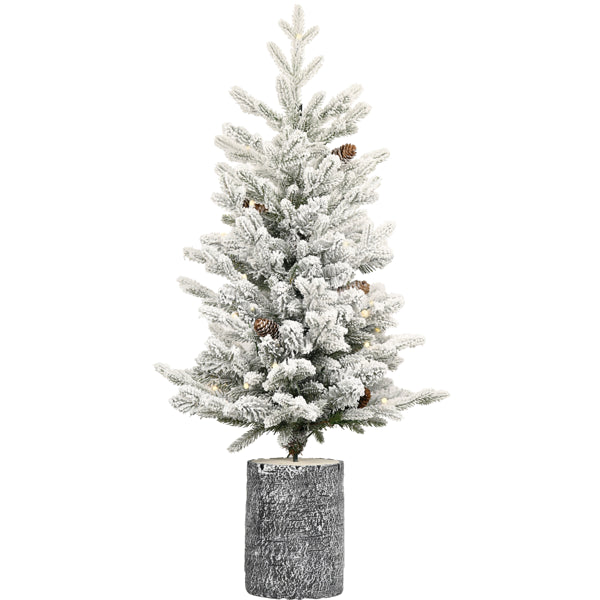 4.5ft Artificial Flocking Basin Tree with Warm White Lights