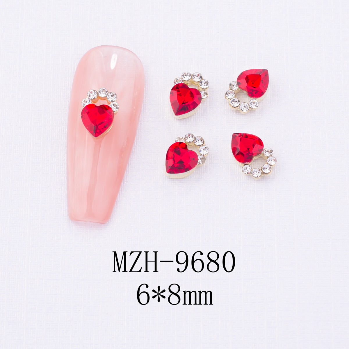 Glass Nail Decorations with Red Bow Design - Assorted Series