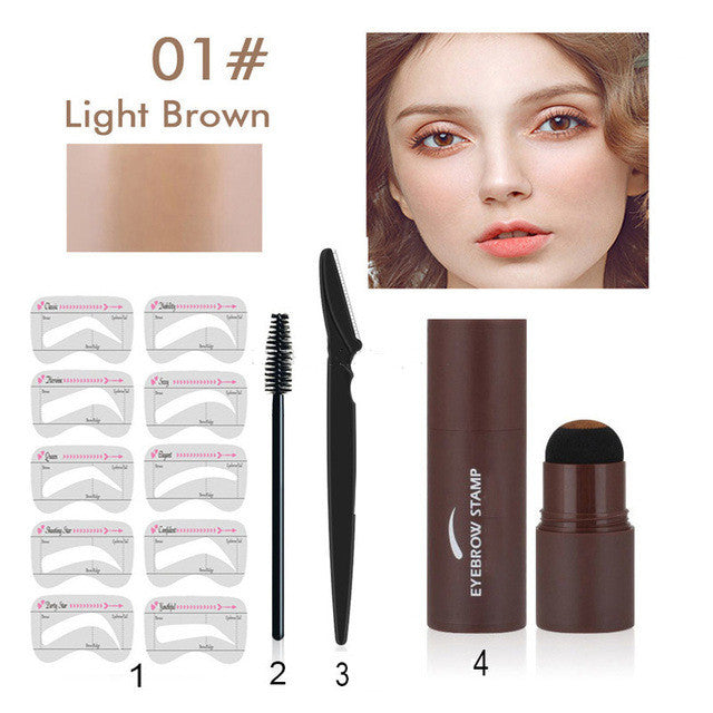 One Step Eyebrow Shaping Kit with Stencils & Brow Gel - Multiple Colors