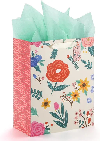Large Flower Gift Bag - 13" for Easter, Birthdays & More
