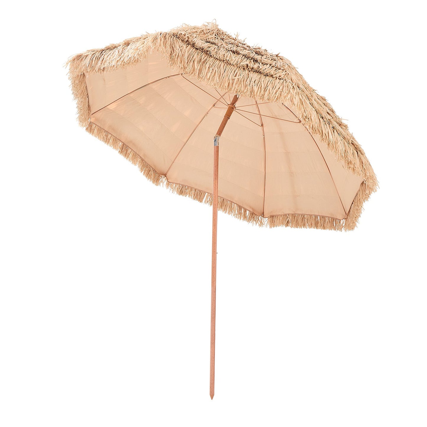 8 Ft Thatched Patio Umbrella with Tilt for Sun Shade - Natural