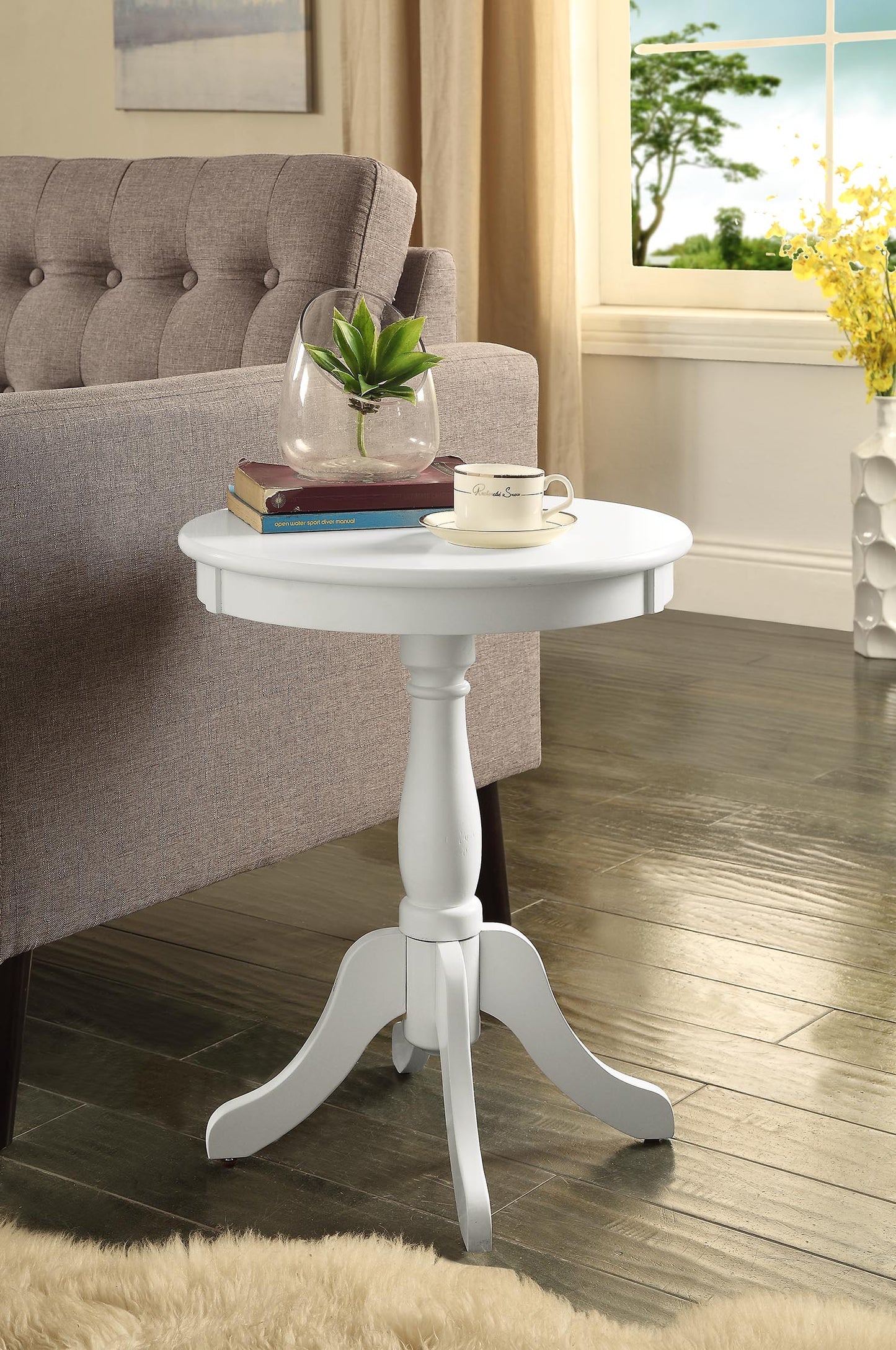 Alger White Finish Accent Table - Synthetic Wood Construction