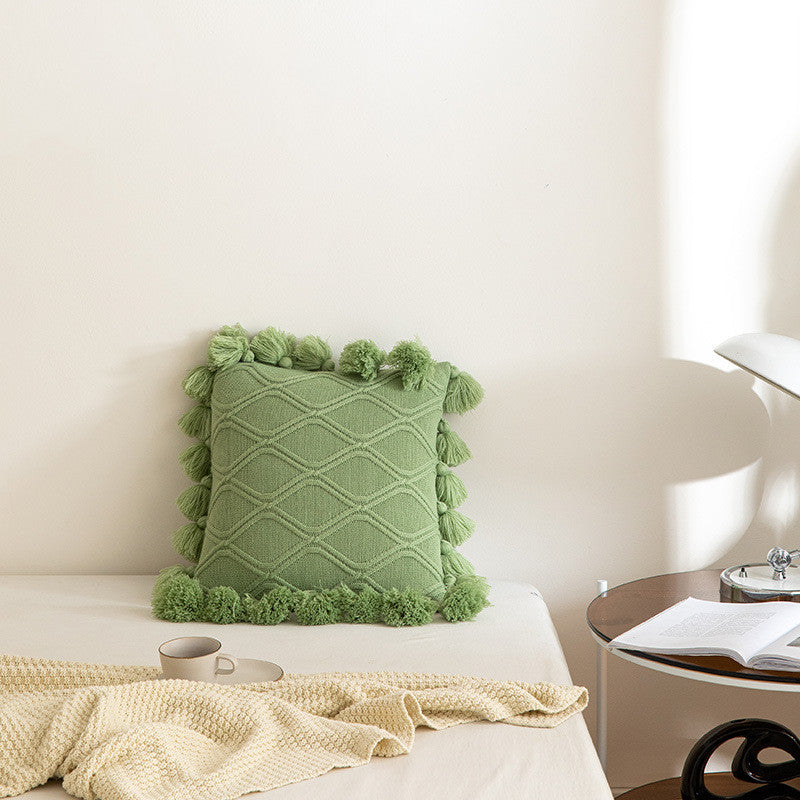 Tassel Knitted Throw Pillow Cover - Sofa & Chair Cushion Decor